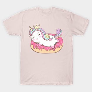 Cute Unicorn Lies On Donut T-Shirt